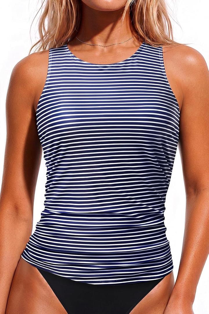Daci Tankini Tops for Women Tummy Control Swim Top Only (Blue, M)