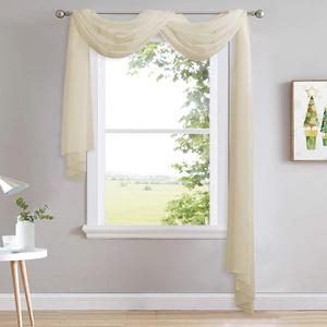 NICETOWN Decorative Long Scarf Valance for Window - Wedding Scarf Valance, Voile Curtain Bed Canopy for Living Room, Bedroom, Ceremony (1 Panel, W60 x L216, Yellow Beige)