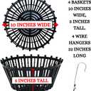 Set of 4 Large Black Strong Plastic Orchid Baskets 10 Inches Wide with Hangers for Orchids, Staghorn Ferns, Orchid Baskets for Outside, Plastic Orchid Pots with Holes