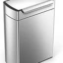 simplehuman 48 Liter / 12.7 Gallon Touch-Bar Dual Compartment Kitchen Recycling Trash Can, Brushed Stainless Steel