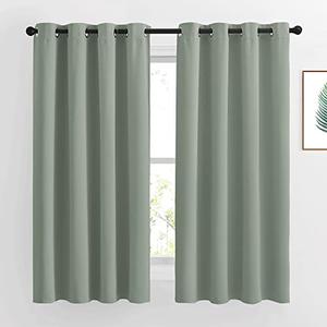 NICETOWN Blackout Sage Green Curtains & Drapes for Bedroom - Grommet Top Thermal Insulated Room Darkening Light/Sound Blocking Privacy Drapes for Living Room, 2 Panels, W52 x L63
