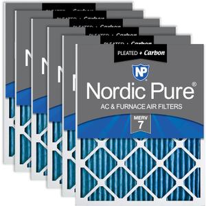 Nordic Pure 14x30x1 (Actual Size: 13 15/16 x 29 15/16 x 3/4) Pleated Air Filters MERV 7 Plus Carbon 6 Pack