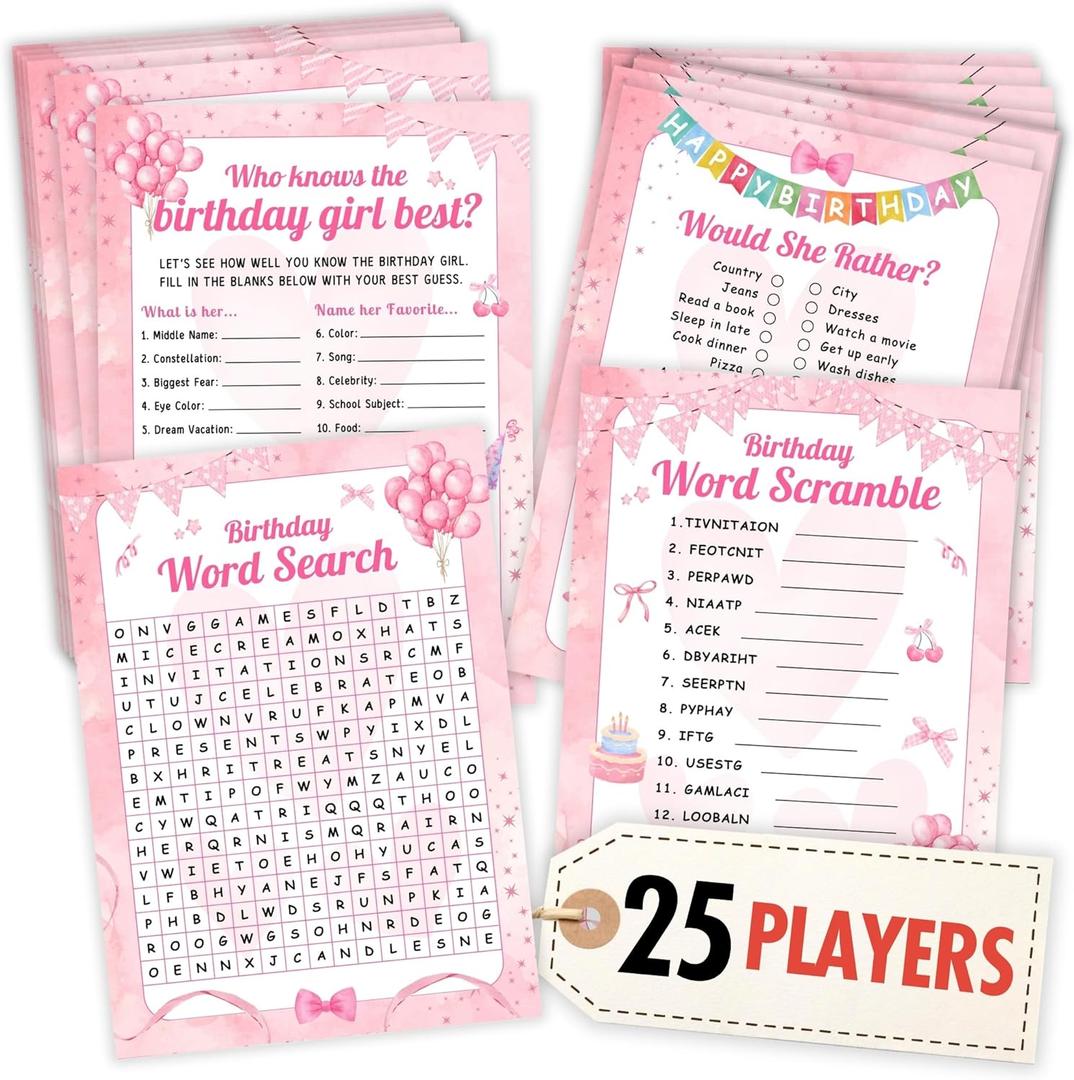 Who Knows The Birthday Girl Best Game - Teen Girl Birthday Party Games For 25 Guests, Birthday Word Scramble Sleepover Party Supplies For Girls, Fun Birthday Activities For Teens Party Decor