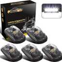 Partsam 5PCS Clear Lens Cab Marker Lights 264343CL White LED Clearance Top Roof Running Lights Assembly Compatible with F250 F350 F450 F550 Full LED Cab Roof Marker Light Kit 2017-2021 Super Duty