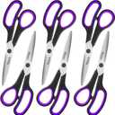 Black-Purple Scissors Pack, Rkqoa 8" Adult Scissors All Purpose - Comfort-Grip Sharp Shears for Office School Sewing Fabric Craft Art Supplies, Teacher/Class Everyday use, Classroom Must have