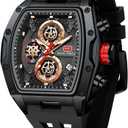 MF MINI FOCUS Men Watches Unique Casual Wrist Watches (Chronograph/Waterproof/Luminous/Calendar) Silicon Band Fashion Watches for Men (All_Black)
