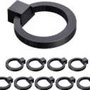 WEAVERBIRD Round Zinc Alloy Cabinet Knob Matte Black Ring Pull Handles Single Hole for Kitchen Drawer, 1.57" Diameter- Pack of 10