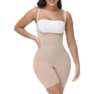 SHAPESHE Open Bust Shapewear Tummy Control Seamless Bodysuit for Women Butt Lifting Body Shaper Fajas Colombianas (Small, Tan)