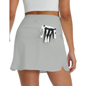 M MAELREG Tennis Skirts for Women Stretchy Mini Lined Shorts Dressy Casual Skort High Waisted Tummy Control Golf Skirts (Gray, XL)