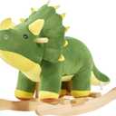 FUNLIO Dinosaur Baby Rocking Horse for Toddlers 1-3 Years, Mighty & Cute Green Plush Rocking Triceratops, Stuffed Ride-on Dinosaur Rocker, Easy to Assemble, CPC & CE Certified