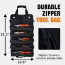 Portable Foldable Roll Up Tool Bag, Heavy Duty Tool Organizer Bag with 5 Compartments & 2 Detachable Pouches for Tools Storage, Waterproof Tool Roll Bag for Dad Men Electrician Mechanic Gifts