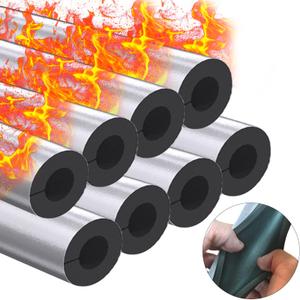 8 Pack Pipe Insulation Foam Tube, 3/4'' Self Adhesive Pre Slit Foam Pipe Covers Polyethylene with Aluminum Foil for Spigot, Winter Outside Pipes, Sprinkler, Water Heater Pipes Freeze Protection