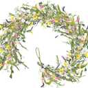 HUAESIN 6FT Flower Garland Artificial, Faux Daisy and Lavender Flower Garland Hanging Vinse Summer Spring Floral Fake Garland for Baby Shower Wedding Mantle Fireplace Table Centerpiece Decor (Colorful)