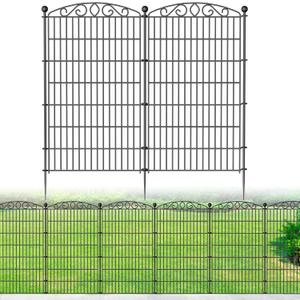 10 Panel No Dig Decorative Garden Fence - 48in H x 22.5ft L, Tall Animal Barrier for Dogs Rabbits, Rustproof Metal Wire Panels for Yard, Patio, and Outdoor Border Use