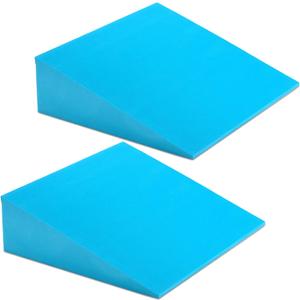 DEAYOU 2 Pack Yoga Foam Wedge, 13" EVA Foam Calf Stretch Slant Board for Lower Leg Strength Improve, Squat Wedge Incline Block for Workout, Exercise, Heel, Foot, Knee Pad, Wrist Back Support (Blue)