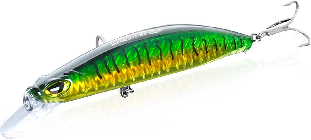 OSP Salt and Freshwater Lure Colletions - Stripers, GT, Large Mouth bass, Smallies, Pike, Musky, Top Water Popper, Jerk Baits, Twitch Baits, Bionic 3D Eyes with VMC Hook (B1-4.7",0.74oz)