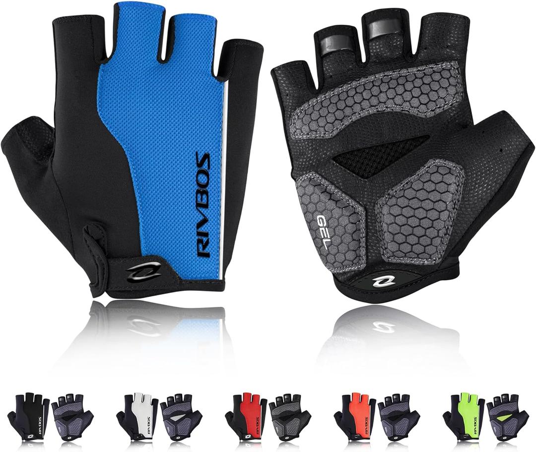 RIVBOS Cycling Gloves Bike Gloves for Men Women with Anti-Slip Shock-Absorbing Pad for Bicycle/Workout/Road Bike/Gym/Driving CHG001 (Small, GEL-Blue-02)