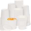 greensight 12oz Disposable Bowls With Lids, 75 Pack Paper Soup Bowls, To Go Hot Soup Bowls, Heavy Duty Serving Bowls For Hot/Cold Food (White)