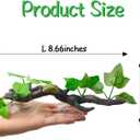 Fhiny 2 PCS Reptile Corner Branch, Resin Climb Tree Branch Decor with Leaves Tank Accessories Terrarium Plant Ornament with Suction Cup for Snake Lizard Bearded Dragons Gecko Climbing
