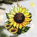 Sunflower Christmas Ornaments, Dodosky 2.8in Ceramic Xmas Decor, Christmas Tree Ornaments, Xmas Decorations for Tree, Holiday Ornament, Gift Ideas, Sunflower Gifts, Gifts for Women, Flower Lovers