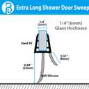 2-Pack Butecare Frameless Shower Door Bottom Seal with Long Sweep for Glass Doors Stop Shower Leaks and Create a Water Barrier (1/4 x 36)