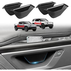 BestEvMod Upgrade 4PCS Front & Rear Door Side Storage Organizer fit for Rivian R1T/R1S 2026 2025 Gen2 Interior Accessories Inner Door Handle Storage Box Insert Tray ABS Material Anti-Scratch