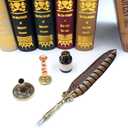 Antique Quill Pen Unique Half-Patterned Feather Pen Set with 6 Nibs 1 Bottle of Ink 1 Seal Stamp 1 Pen Holder 1 Sealing Wax LL-149