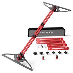 Stair Tread Template Tool - Dual Solid Nut Locking Stair Tread Tool Jig, Stair Measuring Tool Jig, Stair Step Scribe Tool, Stair Template, Stair Gauge Tool (Red-Gray) (61.1IN)