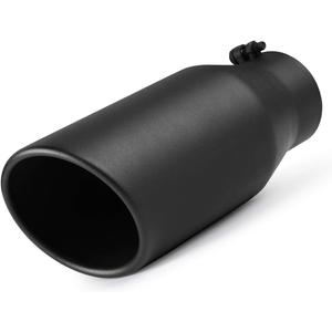 A-KARCK Exhaust Tip 4 Inch Inlet, Universal 4'' Inlet 6" Outlet 15" Long Stainless Steel Bolt On Exhaust Tailpipe Black Muffler Tip for Truck