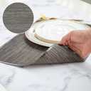 2 x Vinyl Placemats Set of 4, Easy Clean Woven Vinyl Placemats for Dining Table, Indoor/Outdoor Place Mats, Washable PVC Table Mats, Black, 4Pcs