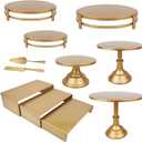 MACIFECI Gold Dessert Table Display Set, 11PCS Metal Gold Cake Stand Set, Including Cupcake Tower Stand, Dessert Tray, Risers Stands, for Wedding, Party