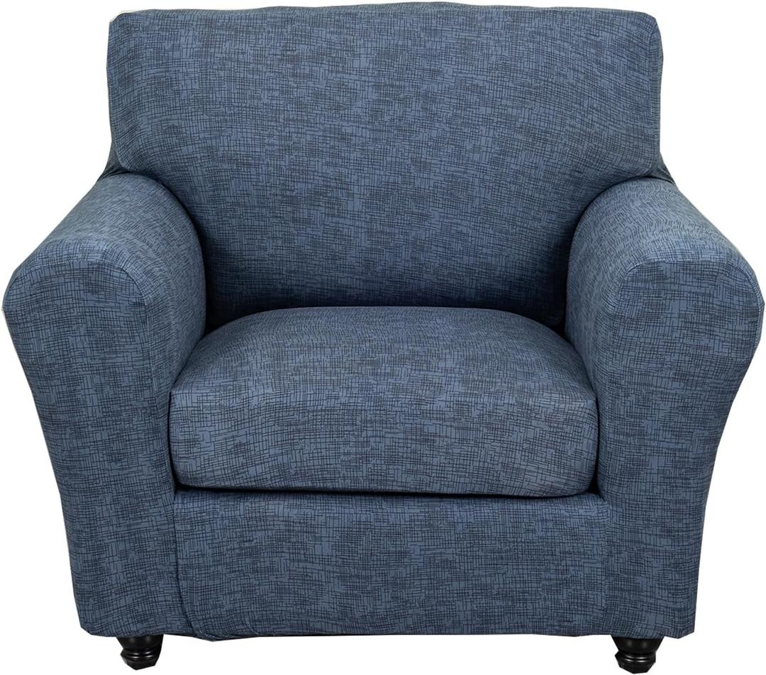 CRFATOP 2 Piece Soft Fitted Sofa Couch Cover Stretch Armchair Cover Slipcovers 1 Seat Chair Slip Cover with Arms Washable Furniture Protector for Living Room Pet Dog,(Small,C01)