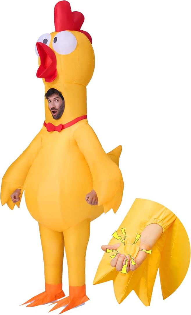 Spooktacular Creations Adults Halloween Inflatable Rubber Chicken Costume, Full Body Blow Up Suit for Cosplay Themed Parties (X-Large(71In))
