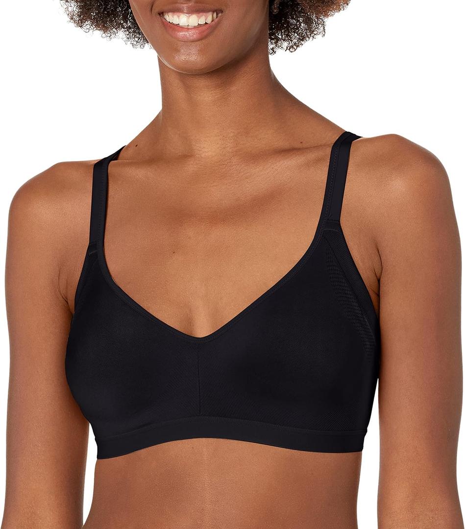 Warner's Women's Blissful Benefits Underarm-Smoothing with Seamless Stretch Wireless Lightly Lined Comfort Bra (XX-Large, Black)