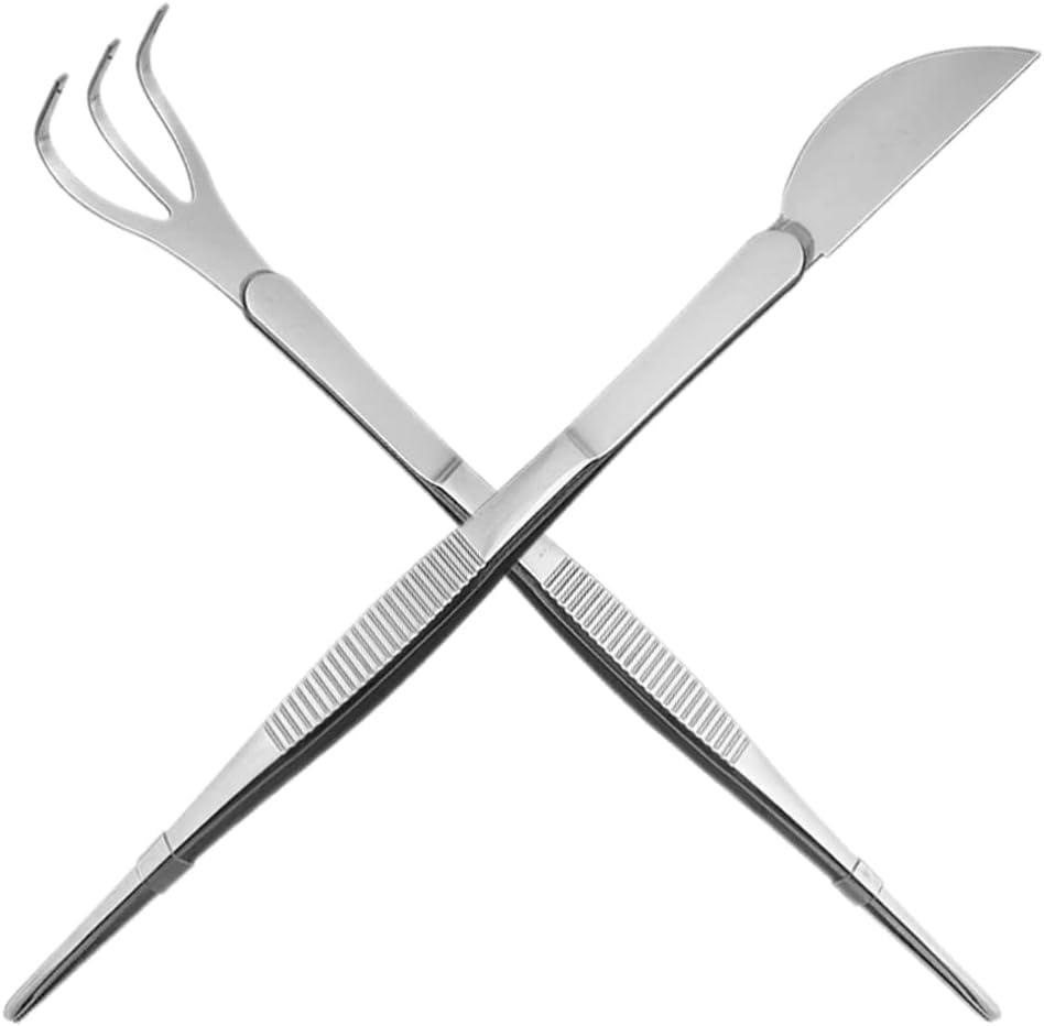 Pack of 2 Stainless Steel Bonsai Tweezers Ergonomic Non-Slip Gardening Tools for Plants for Loosening Removing Dead Leaves and Moss Application for Beginners