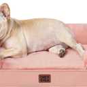 EHEYCIGA Orthopedic Dog Bed for Medium Dogs, Waterproof Memory Foam Medium Dog Beds with Sides, Non-Slip Bottom and Egg-Crate Foam Pet Couch Bed with Washable Removable Cover, Dusty Pink (30.0"L x 20.0"W x 6.5"Th)