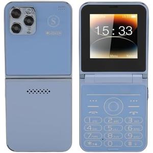 PUSOKEI 2G Flip Cell Phone, 2.6 HD Display, Big Buttons, Clear Sound, High Resolution Camera, Built in LED Flashlight, Mobile Phone with 1400mAh Battery for Seniors (Blue)