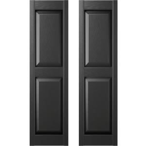 Builders Edge 14.75 in. W x 51 in. H Builders Edge, Standard Two Equal Panels, Raised Panel Shutters, Includes Matching Installation Spikes (Per Pair), 002 - Black
