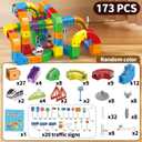 Electric Train Set for Kids 173 PCS, 3D Gravity-Defying Flexible Track with Motorized Train & Accessories, DIY STEM Building Toy with Traffic Signs, Gift for Boys Girls Ages 3-8, Master Set