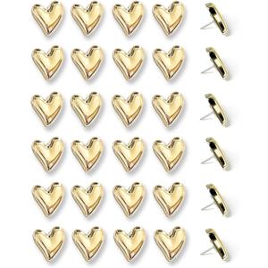 30 pcs - Heart Decorative Pins, Gold Cute Pins for Bulletin Board, Office or Home (Gold)