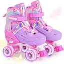 2PM SPORTS Roller Skates for Girls Boys Kids Age 4-6 5-8 6-12 8-12 with Light Up Wheels, Adjustable Youth Roller Skates, Size 32-36