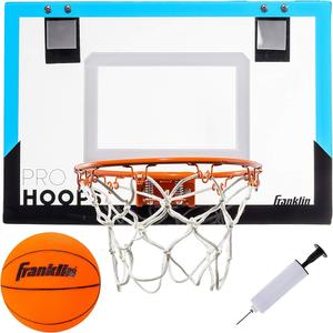 Franklin Sports Over The Door Mini Basketball Hoop - Pro Hoops Indoor Kids Hoop with Mini Basketball - Slam Dunk Approved Shatter Resistant Backboard - Bedroom + Office Mini Hoop + Ball - Black + Blue
