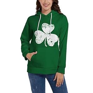TMSD Women St.Patrick's Day Long Sleeve Top Shamrock Clover Sweatshirt Hoodie Clover XXL
