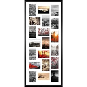 QUTREY Collage Picture Frame 4x6, 20 Opening Black Large Photo Frame for Multiple 4 by 6 inch Pictures for Wall (20 Openings-Metal-1 Pack)