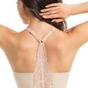 Lusait Lace Bralettes for Women Full Coverage Sexy No Underwire Deep V Racerback Bra Comfort Padded Bras, M