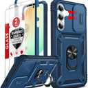 LeYi for Samsung Galaxy S25-FE Case: Samsung S25 FE Cover with Galaxy S25 FE Screen Protector Tempered Glass X 2, Galaxy S25 FE Phone Case, Kickstand Heavy Duty Shockproof para Cell Case S 25FE, Blue