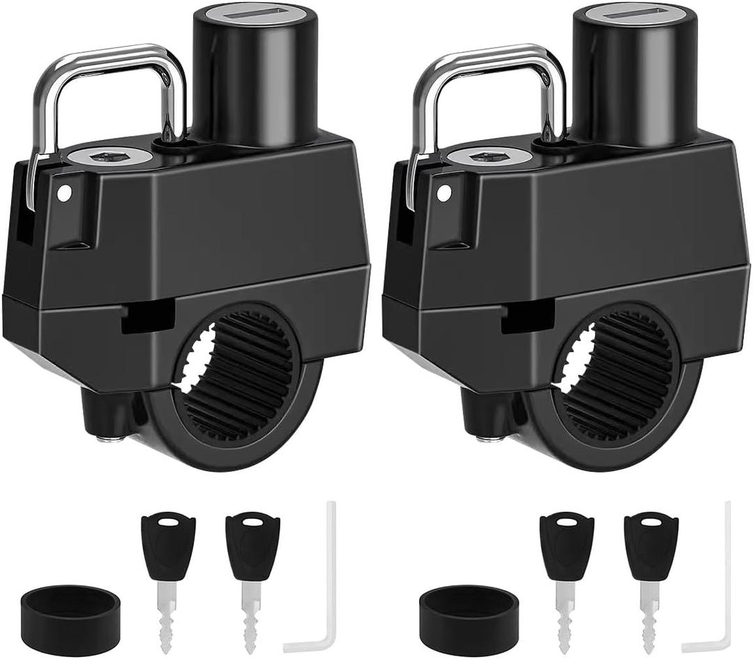 Windance 2 Pack Motorcycle Helmet Lock, Helmet Holder Hook for 7/8" 22mm Handlebar, Anti Theft Security Lock for Motorbike Bike Frame Tube Bumper Luggage Rack (Keyed Different)