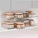 Yieach 4 Pack 2 Tier Vertical Spice Rack Pull Out,10.4'' Deep Narrow Slide Out Spice Rack Organizer for Inside Cabinets,Kitchen,Pantry,Cupboard Seasoning,Can,Jar Organizer and Medicine Cabinet Storage (Clear-2 Drawer)