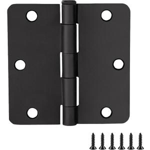 Design House Door Hinges for Interior Doors 3-Pack 3.5-inch x 3.5-inch, Design House 1/4-inch Radius Steel Door Hinge Door Hardware, Matte Black, 188888