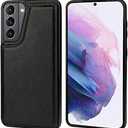 ONETOP Compatible with Samsung Galaxy S21 Wallet Case with Card Holder, PU Leather Kickstand Card Slots Case, Double Magnetic Clasp and Durable Shockproof Cover 5G 6.2 Inch(Black)